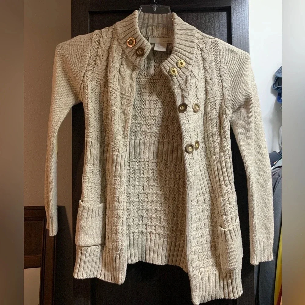 Kaisley Cardigan Sweater, Being Gold